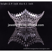 wholesale metal silver plated round pageant crowns for kings and queen